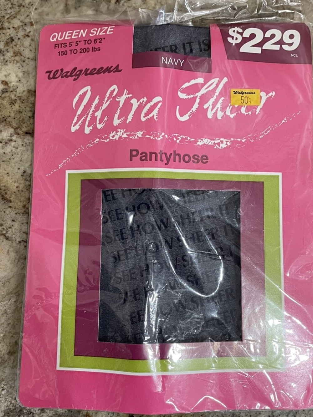 Walgreens Pantyhose Queen Size Navy Regular Sheer Vintage